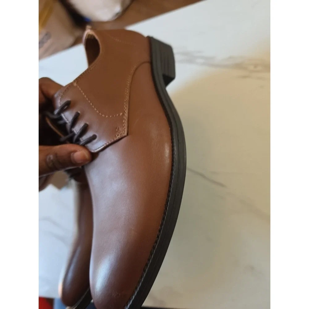 Calvin Klein Men's Carl Smooth Calf Leather Oxford Shoes Brown/Tan Size 7
